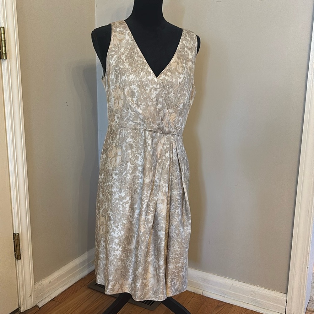 Talbots Sleeveless Beige Silk Dress 12P